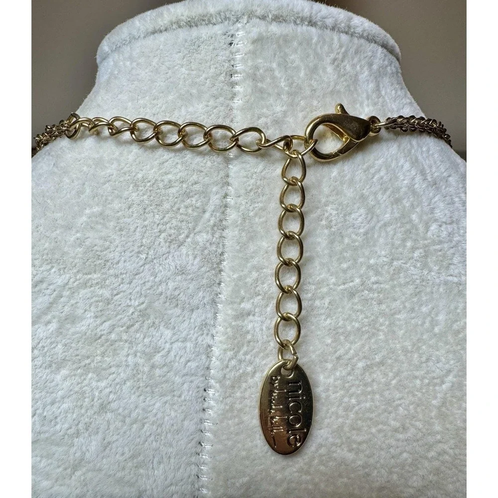 VTG Gold Tone Tassel Rhinestone Black Enamel‎ Necklace Earrings Bracelet Set 80s
